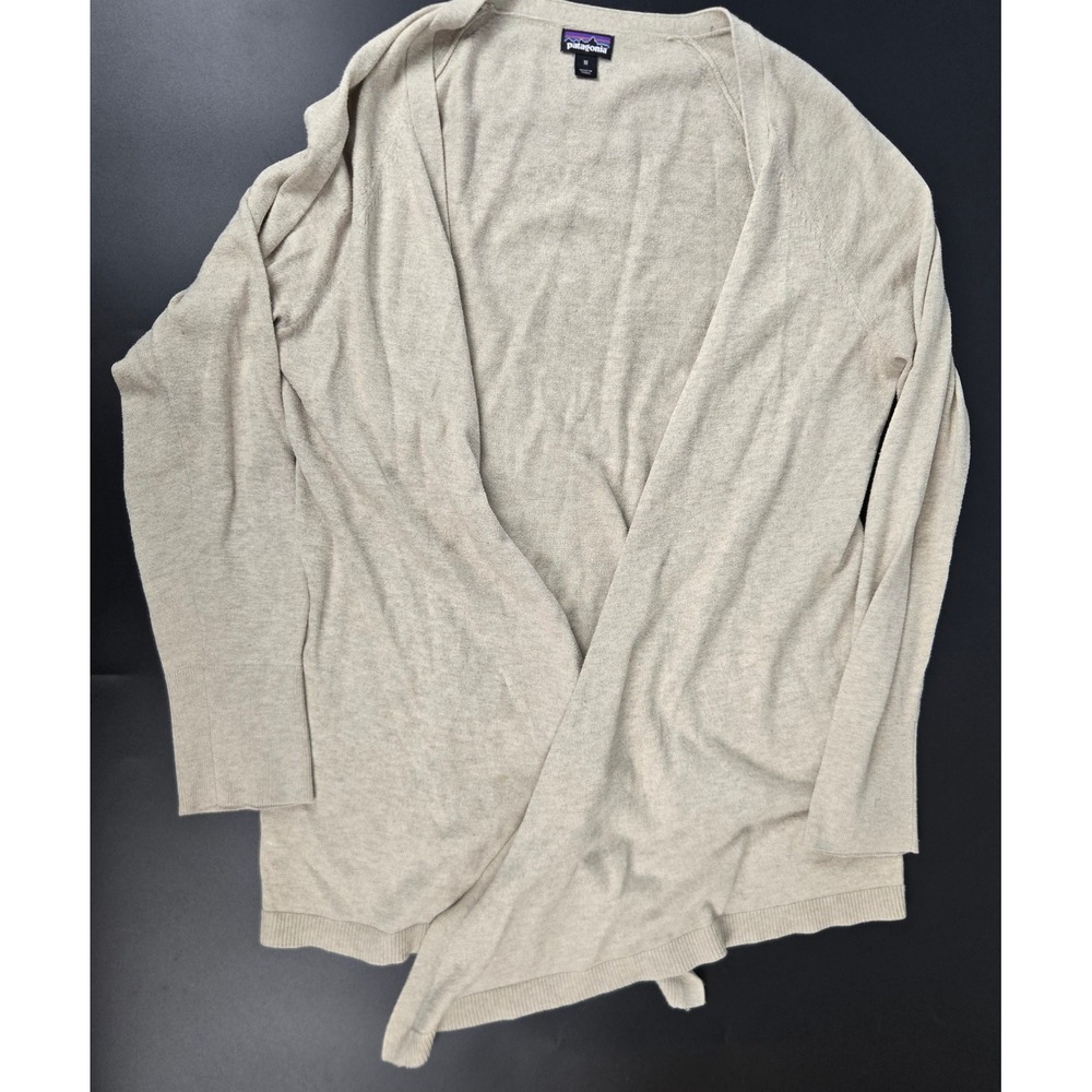 Patagonia Andri Wrap Womens Oatmeal Heather Organic Cotton Open Front Cardigan M